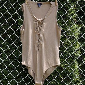 3/$28 SALE Uk2La Ribbed Lace Up Bodysuit - Large